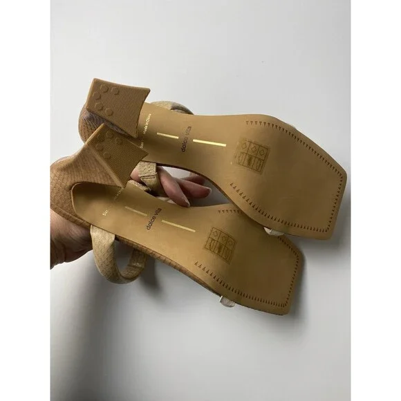 Dolce Vita Novah Slip On Sandal Heels 9.5 Square Open Toe Taupe/brown Pumps - Picture 4 of 6